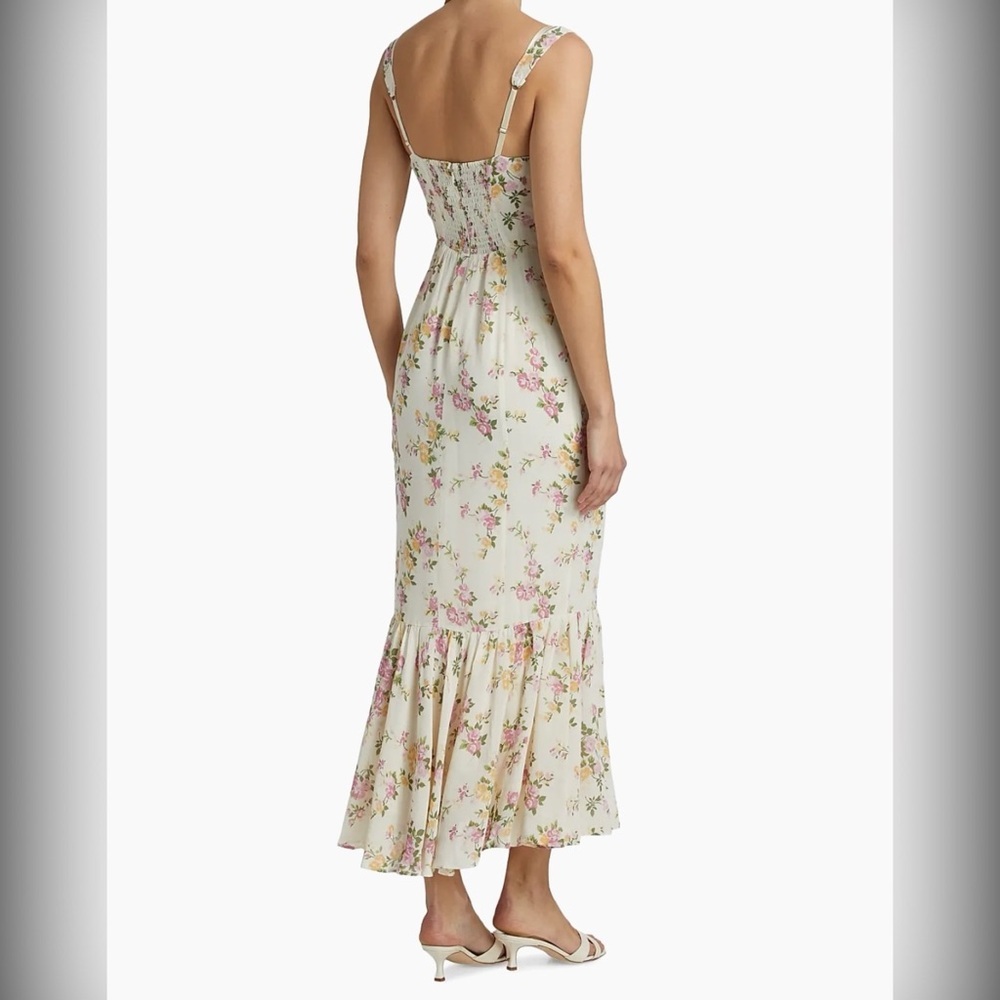 NWT Reformation Irisa Sweetheart Floral Lace Detail Midi Dress Size 8 Posy - Picture 5 of 15
